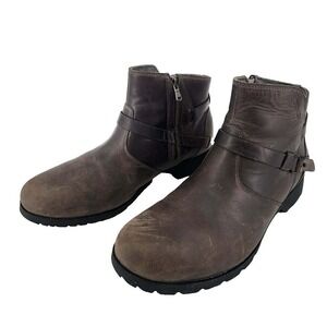 Teva De La Vina Dos Ankle Boots Womens 10 Brown Leather Buckle Zip Good